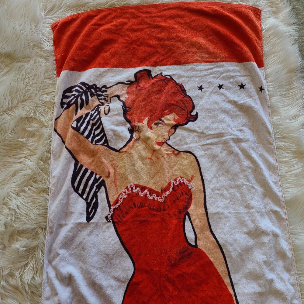 Vintage Jantzen Beach Towel Pinup 50's Rene Gruau Redhead Retro Swimwear Wrap - Picture 3 of 6